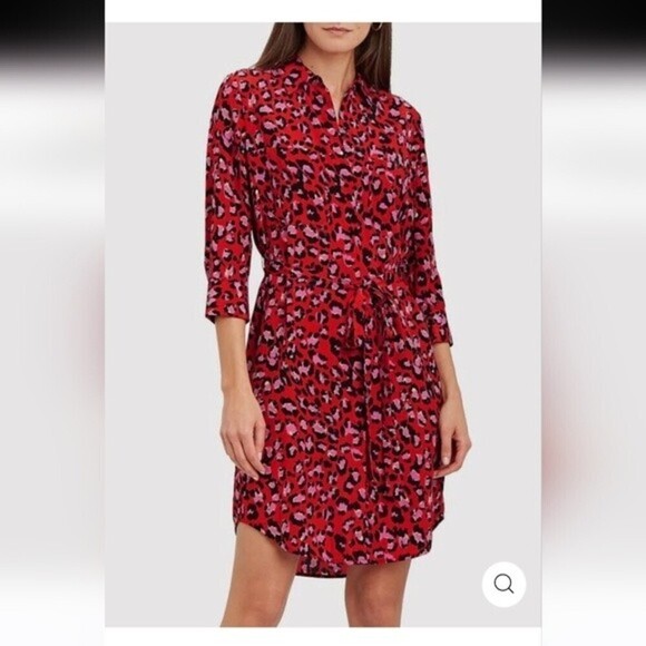 *NWT L'agence Stella Womens silk leopard print 3/4 sleeve shirt dress Sz XS - Picture 1 of 9